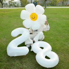 Mluchee white 40-inch number 8 balloon close up for elegant party styling.