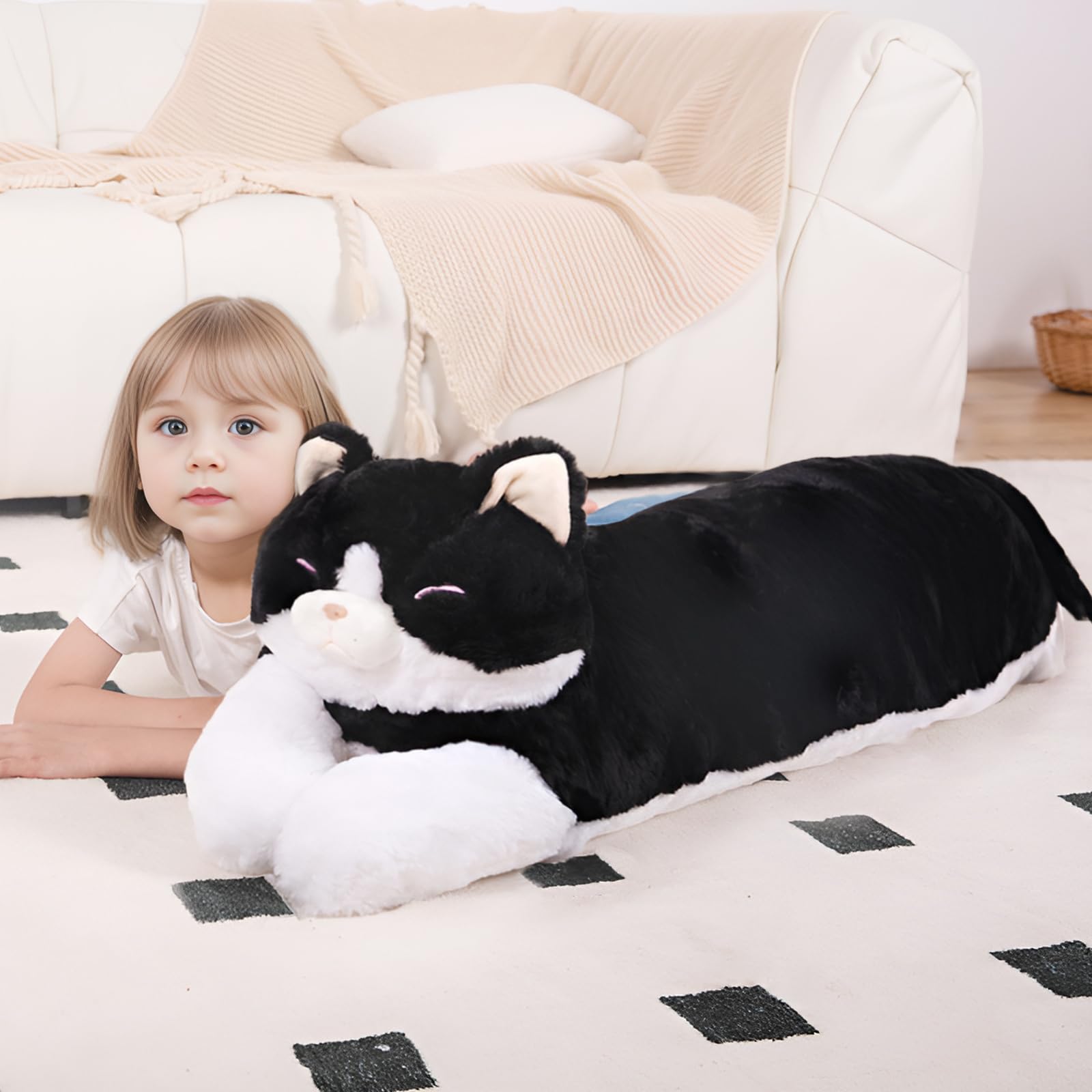 MMguai 40inch giant cat plush, a cozy cuddle buddy for kids and adults.