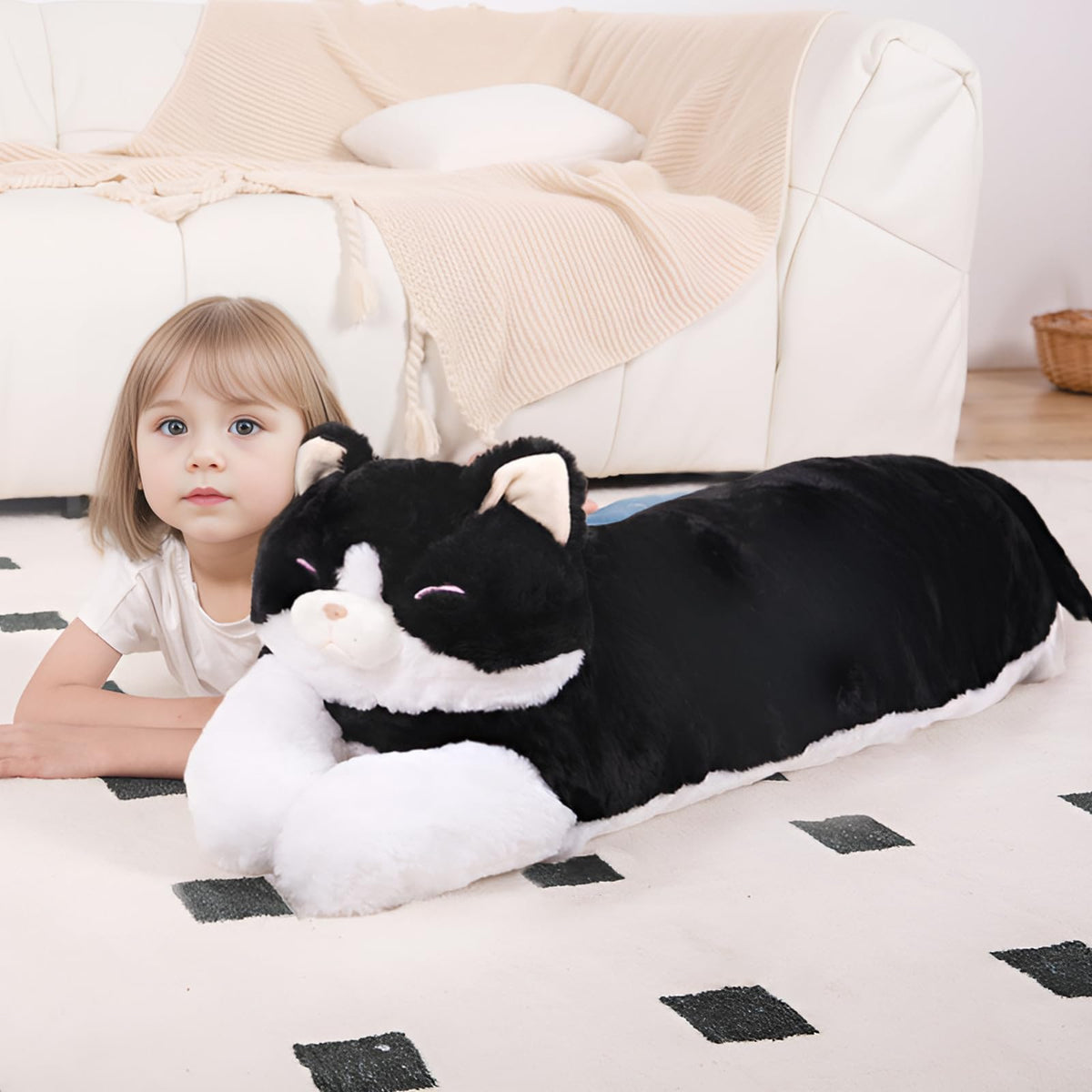 MMguai 40inch giant cat plush, a cozy cuddle buddy for kids and adults.