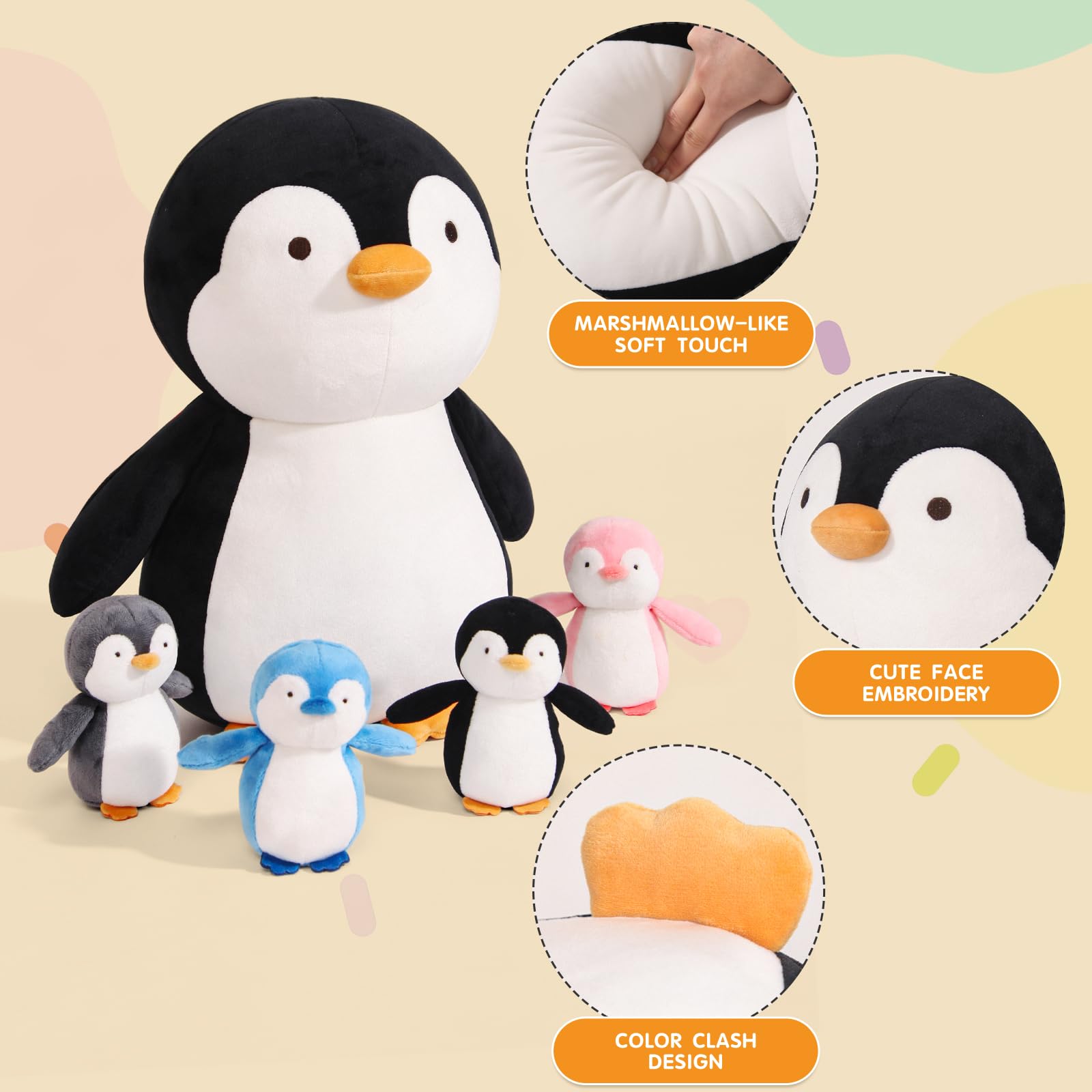 MMguai penguin cuddle pillow for naps and lounging