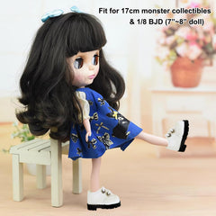 MM MEGIJAKI mini shoes black front view, ideal for 1/8 scale dolls.