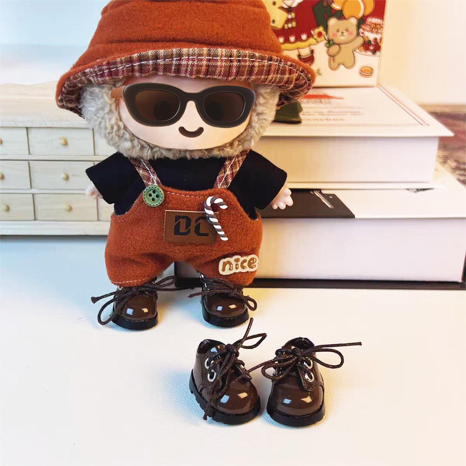 MM MEGIJAKI mini shoes brown side view, adds tiny sneaker realism to dolls.