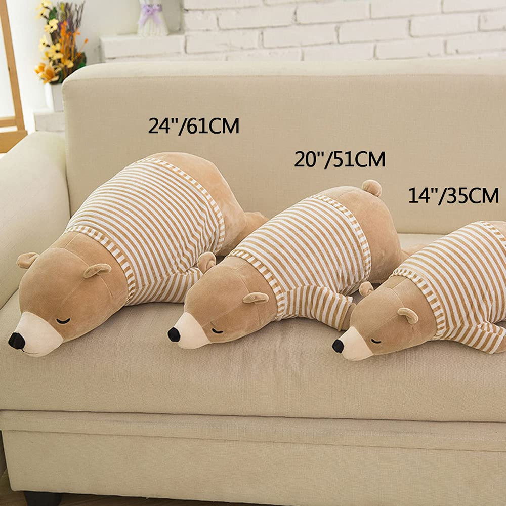 MMTTAO polar bear plush in bedtime cuddle pose inviting for kids.