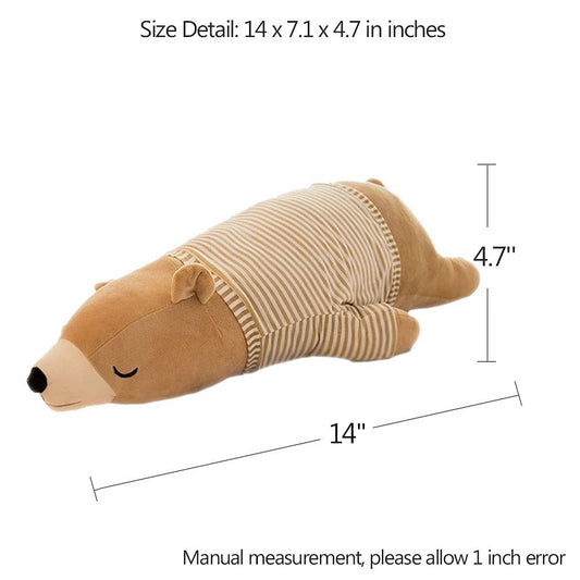MMTTAO polar bear plush side view highlights compact size for hugs.