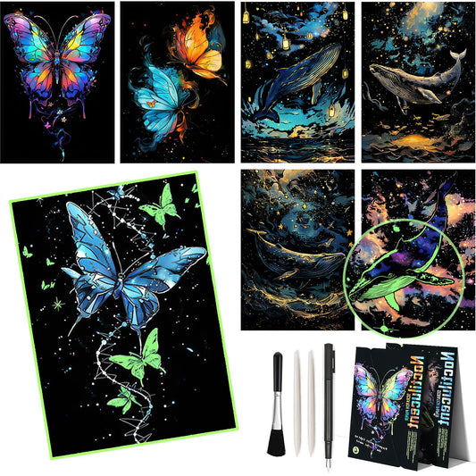 MMUGIT butterfly glow scratch art image showing luminous butterfly design for kids creativity