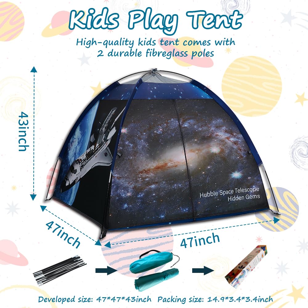 Hubble-inspired design enhances space-themed play with Mnagant tent.