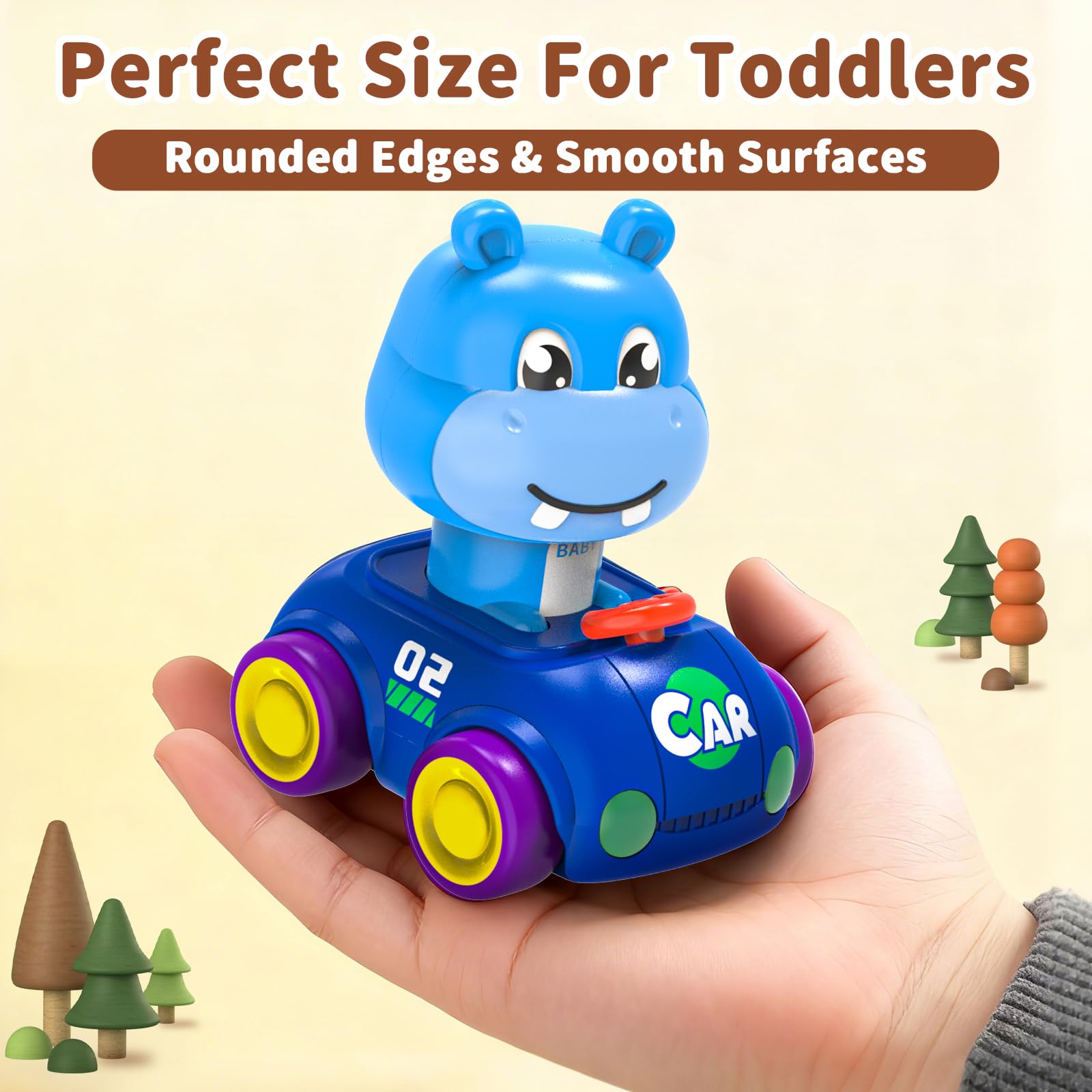 MNJCK press-to-go cars glide on carpeted surfaces for versatile play
