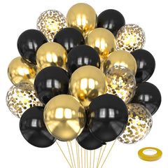 Mobacurty black gold balloon kit for elegant 75 piece party decor