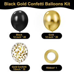 Mobacurty confetti balloons in gold and black add festive shimmer