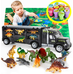 Mobius Toys Dinosaur Truck Carrier outdoor play scene, sturdy for backyard adventures
