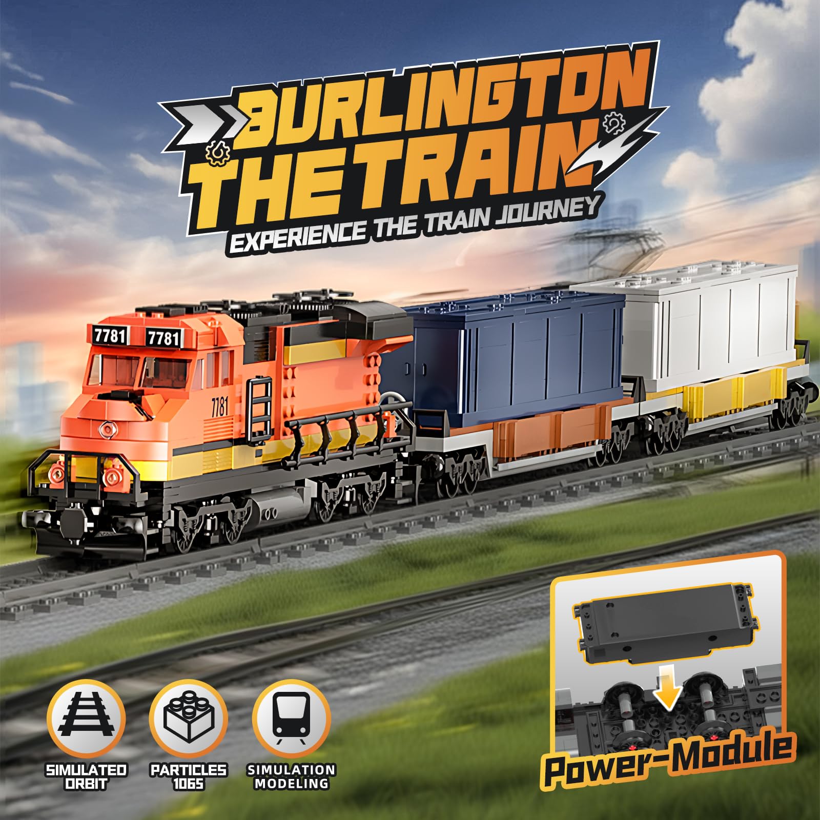 Freight stickers and open doors add authentic detail to the Burlington train