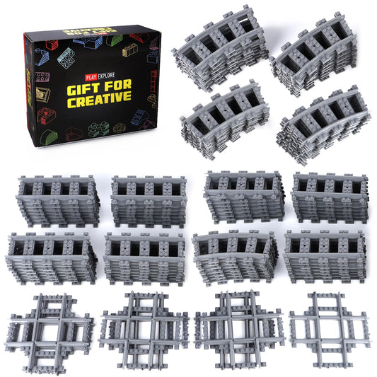 MOCBROPCS city train tracks extension with 56 curved rails for expansive layouts.