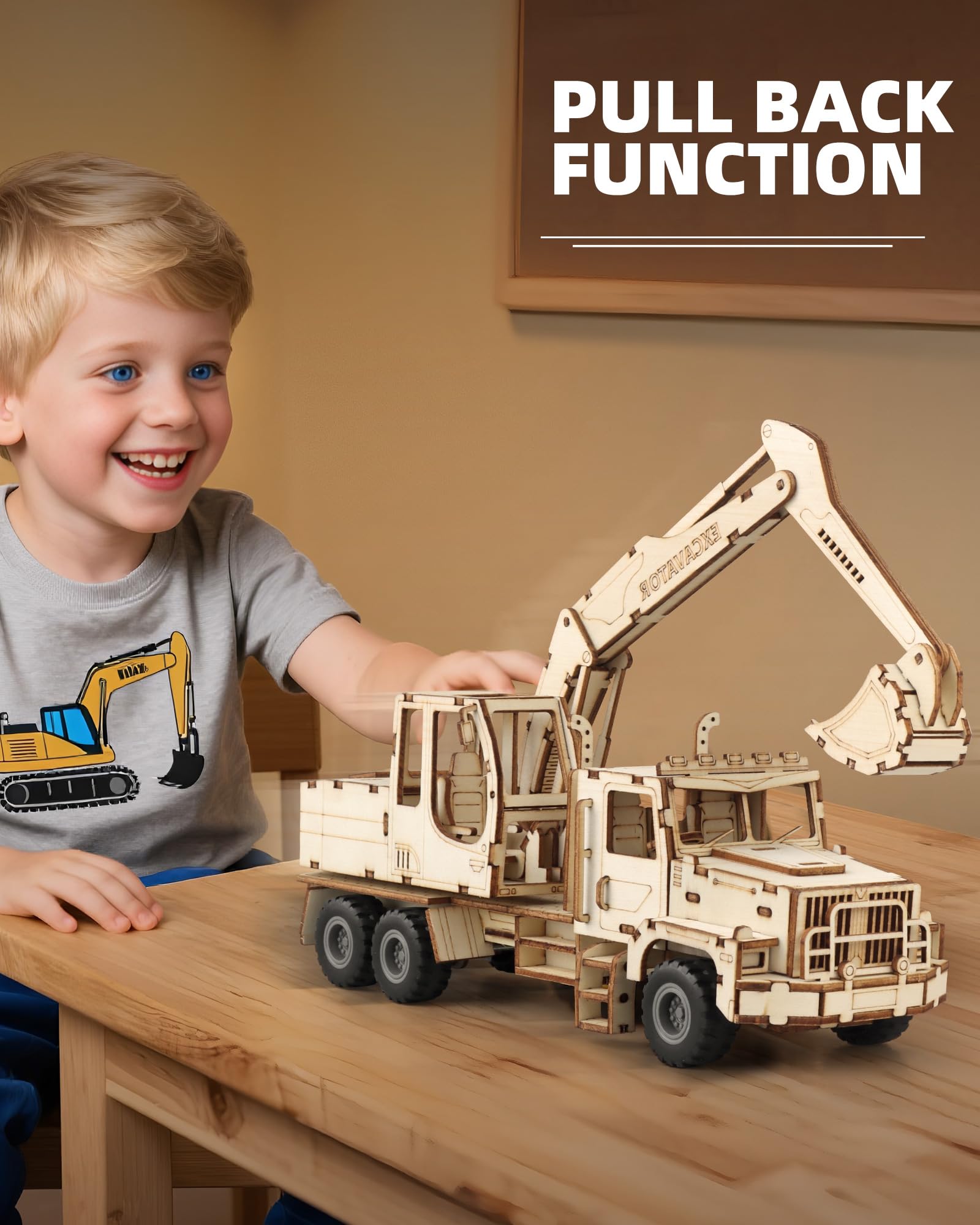 MOCBURIKU excavator 1:18 scale model ready for display after assembly.