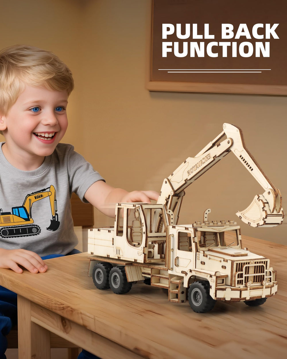 MOCBURIKU excavator 1:18 scale model ready for display after assembly.