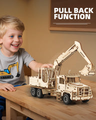 MOCBURIKU excavator 1:18 scale model ready for display after assembly.