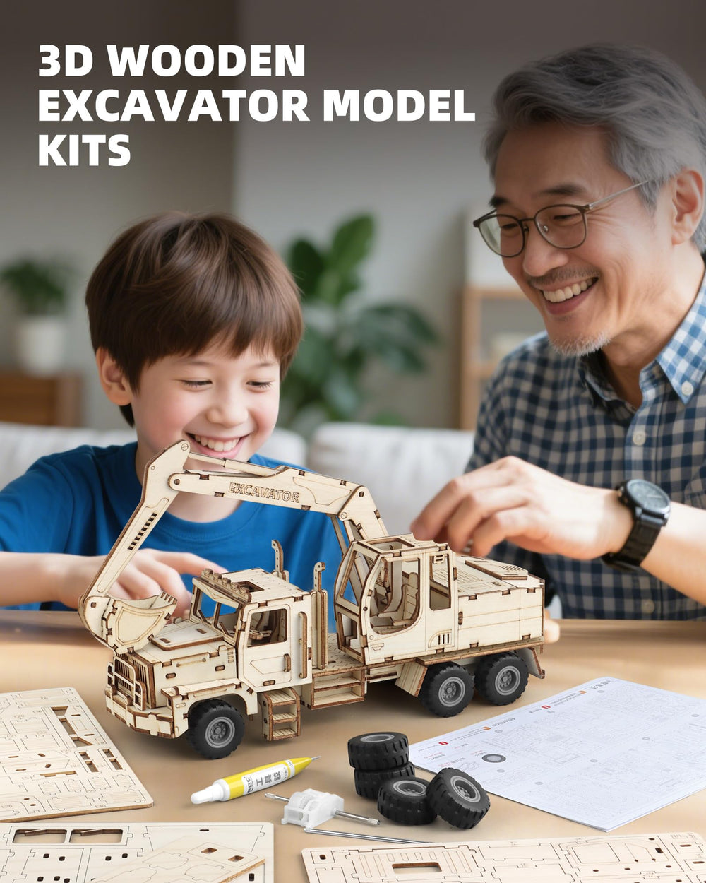 MOCBURIKU excavator gift-ready box suits puzzle lovers and model fans.