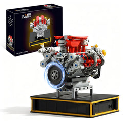 MOCBURIKU Mini V8 Engine Kit runs to show piston motion for hands-on learning.