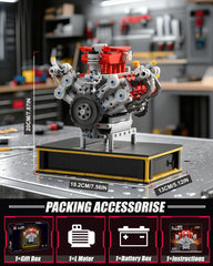 MOCBURIKU Mini V8 Engine Kit parts details enable precise component inspection.