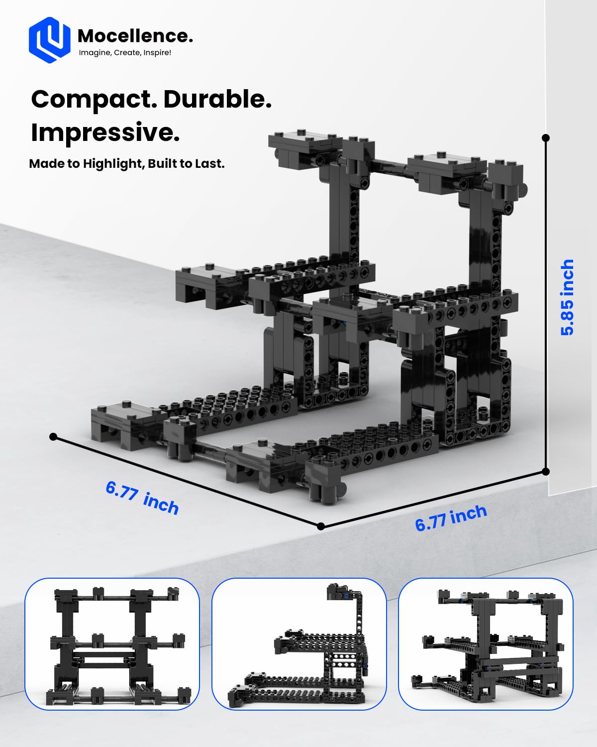 Studio-style shot demonstrates versatile arrangement options for a dynamic display.