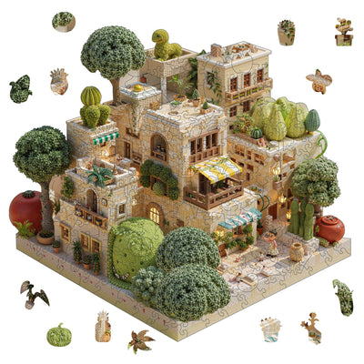 Mocfesk wooden puzzle with plant design for brain-boosting focus and family fun.