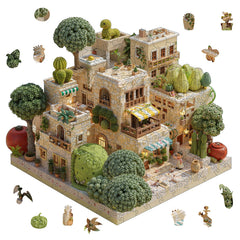 Mocfesk wooden puzzle with plant design for brain-boosting focus and family fun.
