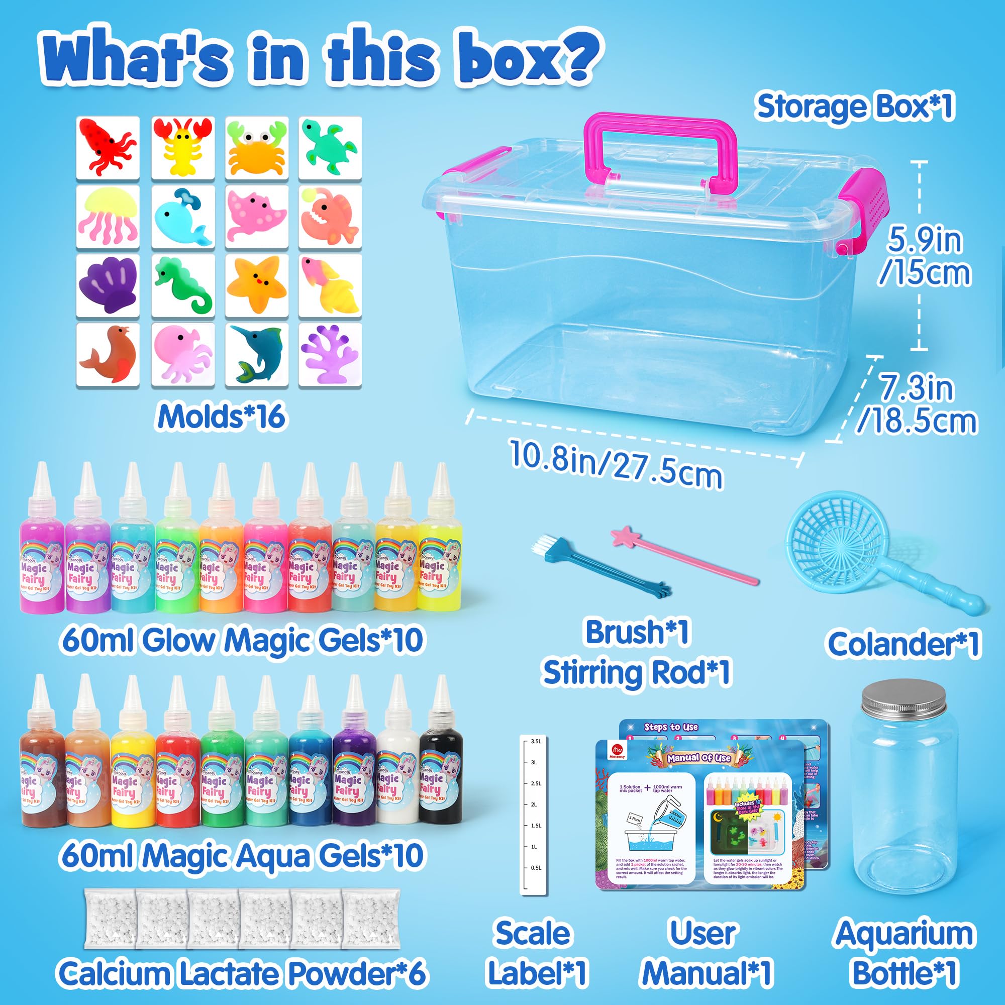 Mocoosy Water Elf Kit with 16 molds enables diverse underwater creature crafting.