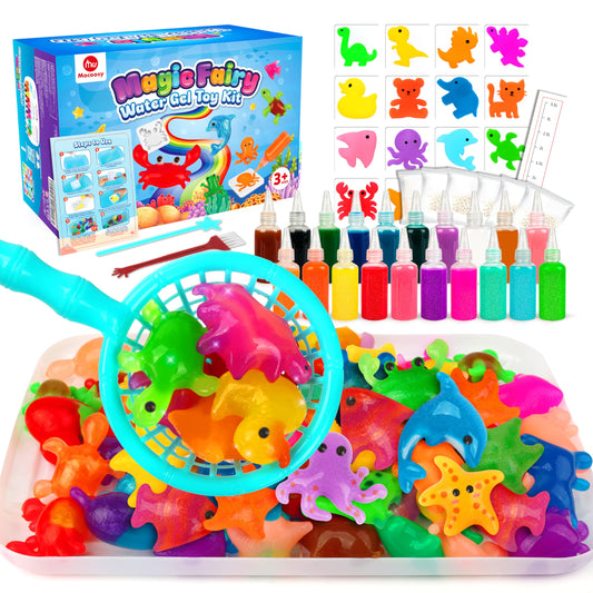 Mocoosy Water Gel Kit with 16 molds for colorful squishy creations.