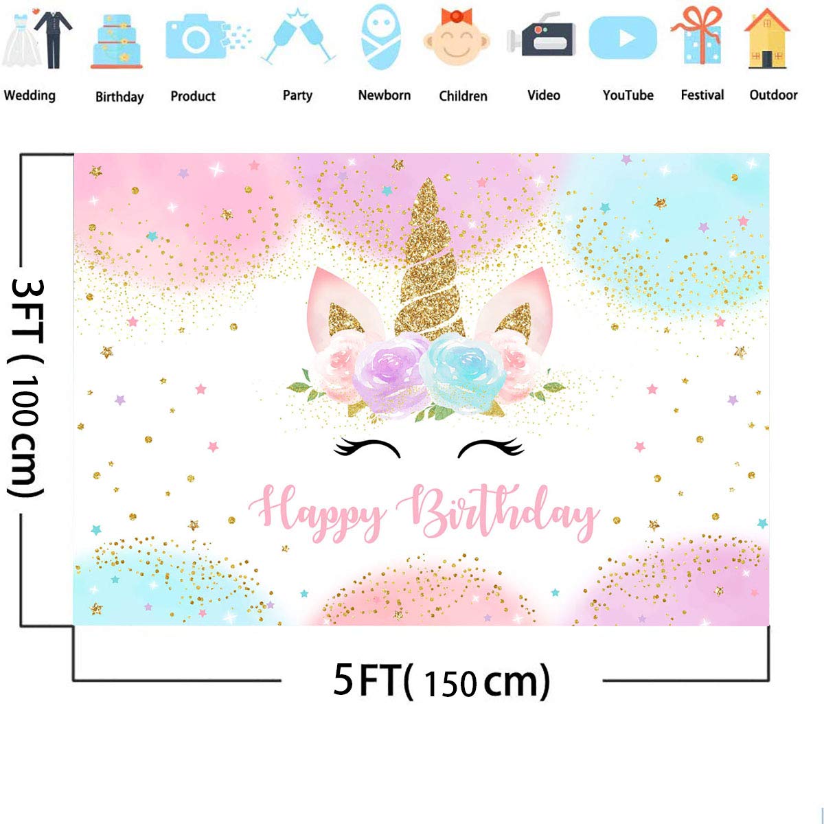 Mocsicka foldable unicorn backdrop for simple storage and transport.