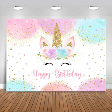 Mocsicka unicorn birthday backdrop 5x3ft adds vibrant photo background for parties.
