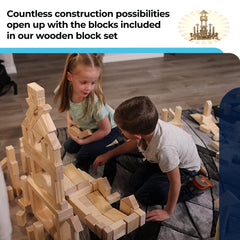 MOD Complete wood blocks 64 pcs provide large, easy-to-grip pieces for confident toddlers.