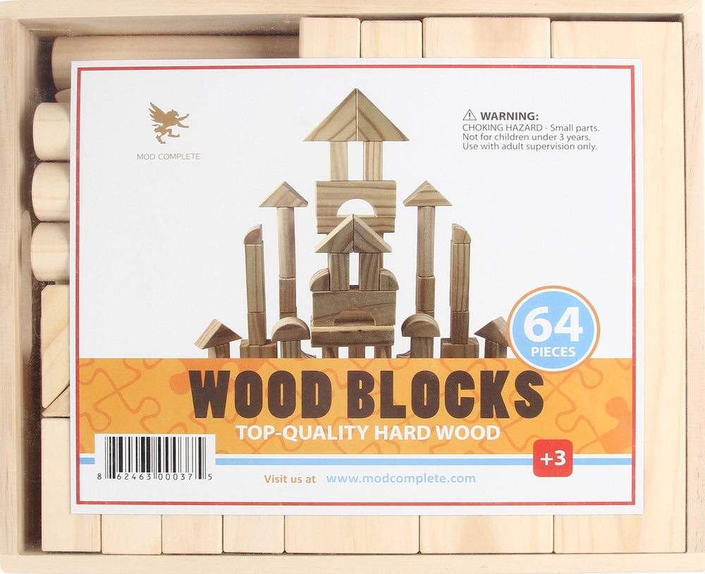 MOD Complete wooden blocks ideal for party favors and classroom activities alike.