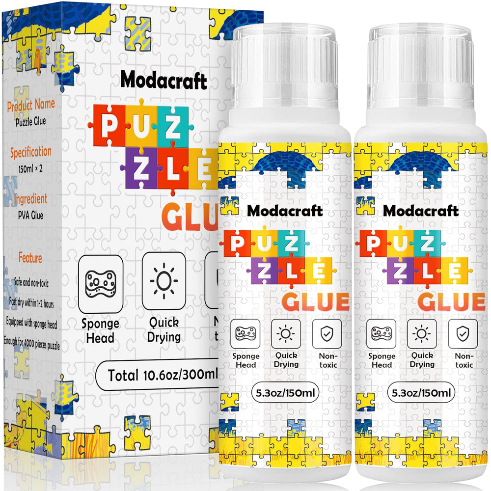 Modacraft Jigsaw Glue two-pack 150ml for durable puzzle preservation