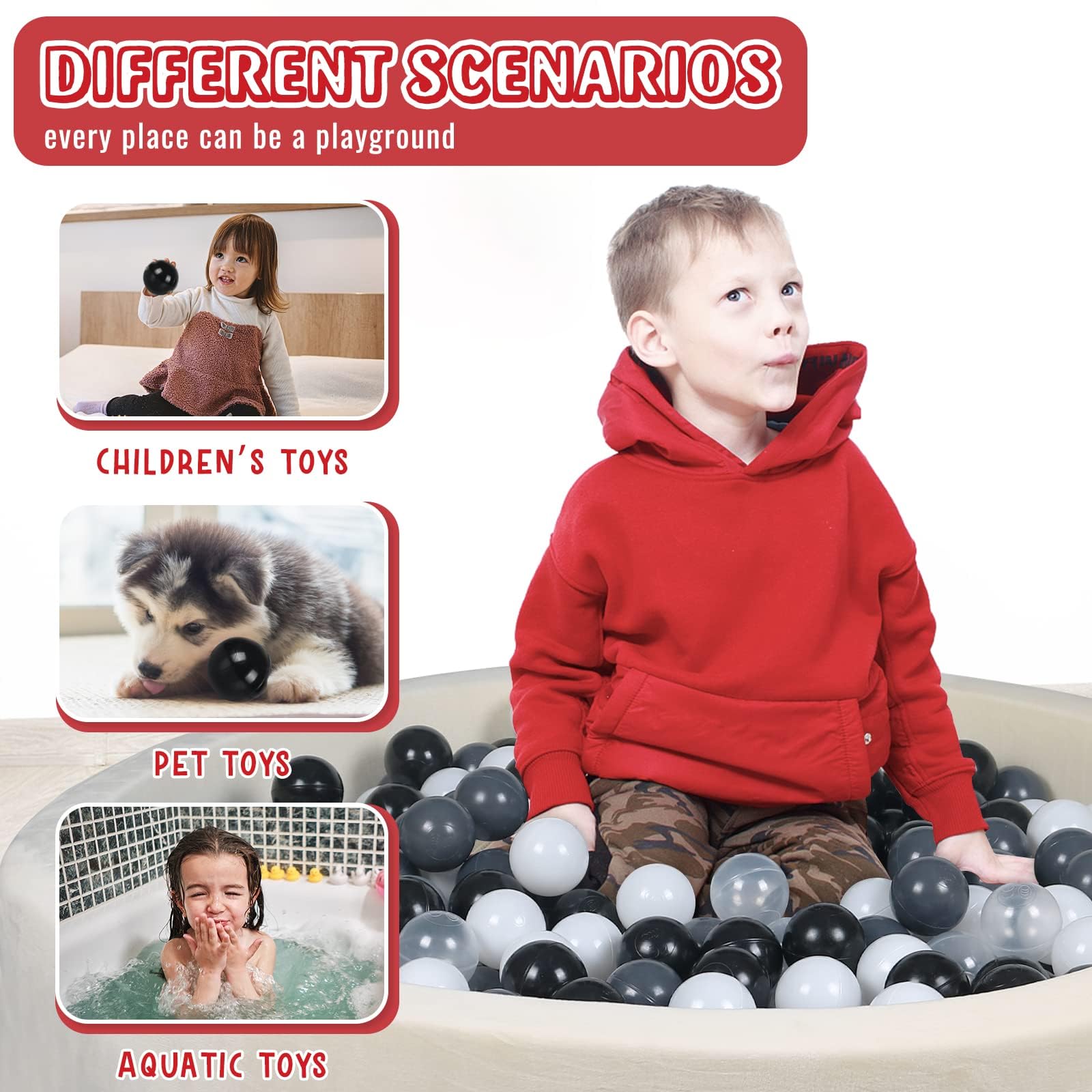 MODEREVE crush-proof balls withstanding pressure while remaining comfortable for little ones.