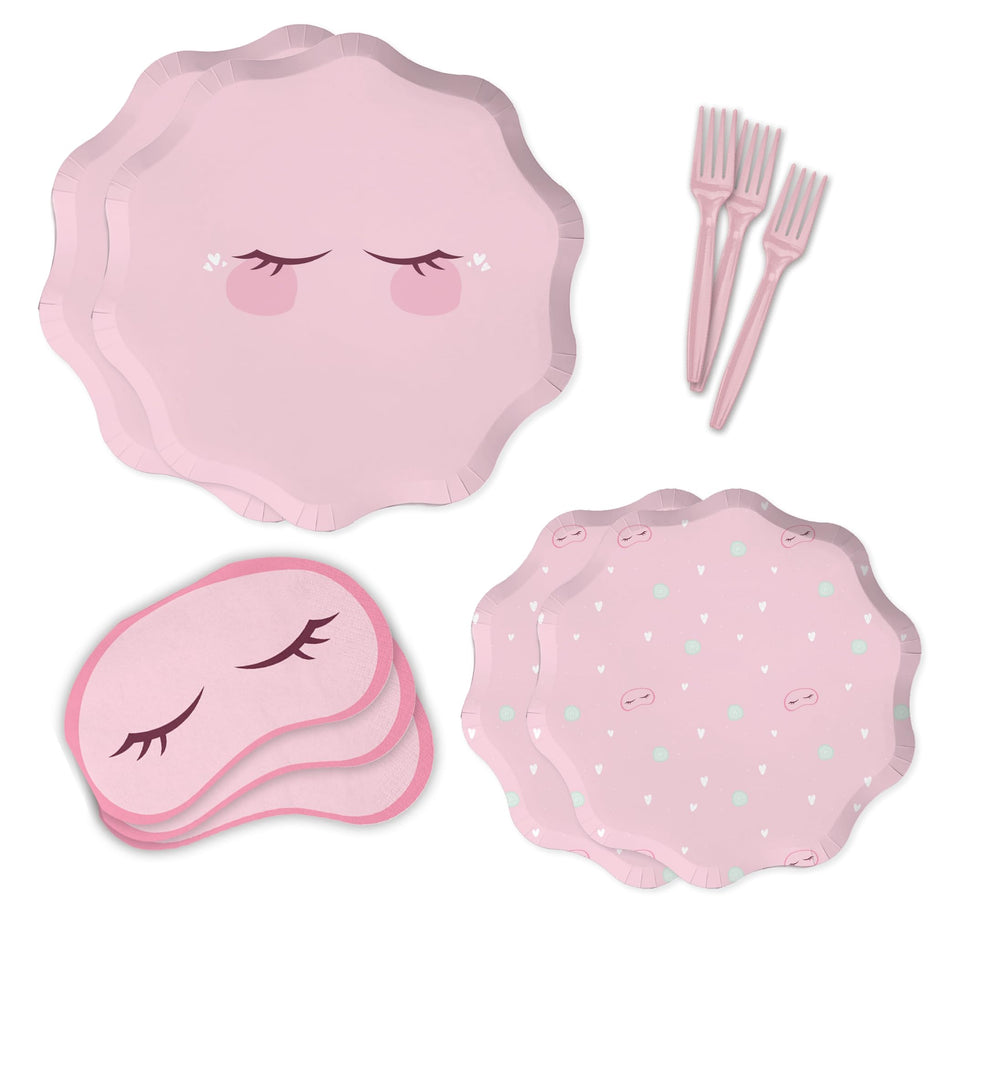 Modern Whimsy spa party dinner plates showcasing sturdy 400gsm cardstock