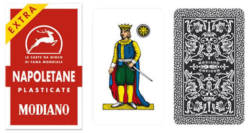 Modiano Napolitane 97/25 deck top view for authentic Italian card gaming