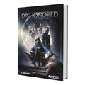 Modiphius Dishonored RPG Core Book cover showing emblem and dark city mood for immersive storytelling.