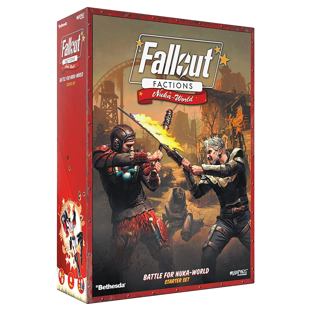 Modiphius Fallout Factions starter set box art ready for battle.