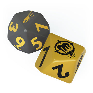 Modiphius Operators dice set close-up of 8 play dice for decisive turns.