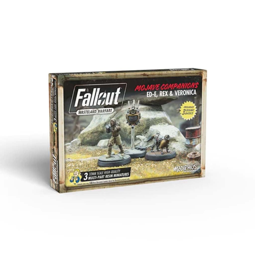Modiphius Fallout Wasteland Ed-E Rex Veronica miniatures for epic tabletop battles.