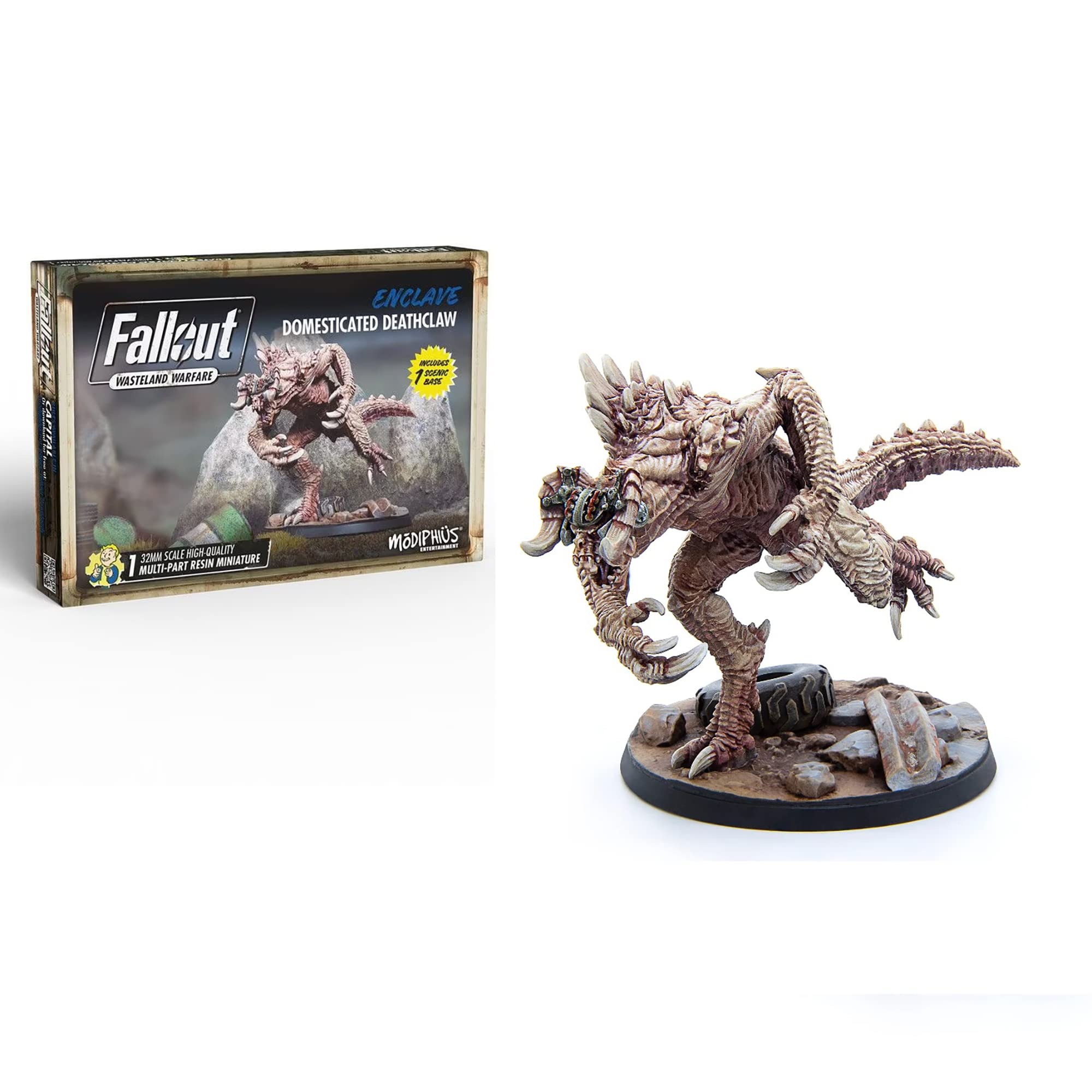 Modiphius Capital Wave packaging image including one miniature and base.