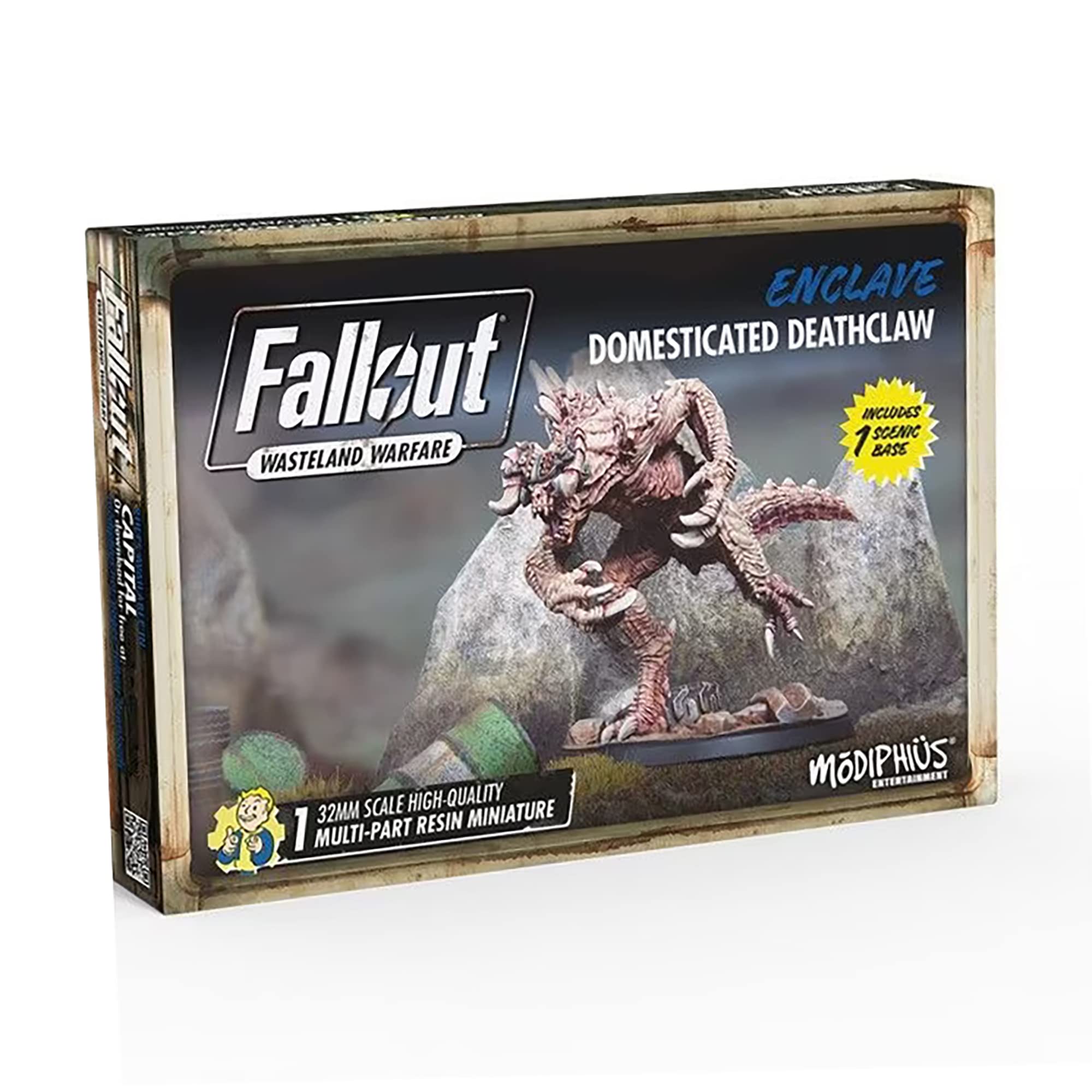 Modiphius Fallout Wasteland Warfare domesticated Deathclaw miniature, front view, ideal for immersive tabletop combat.