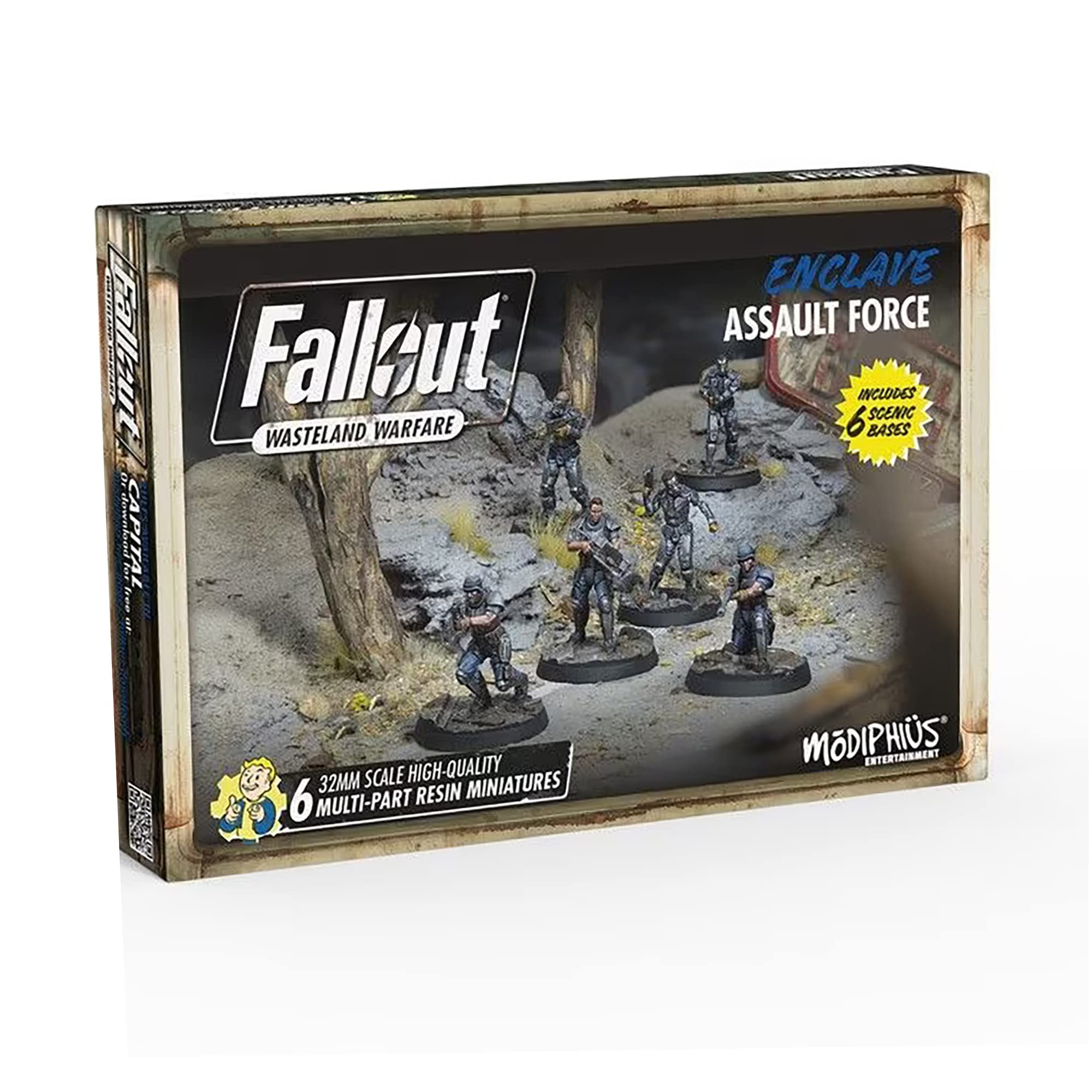 Modiphius Fallout Enclave combat armor miniatures for immersive tabletop battles