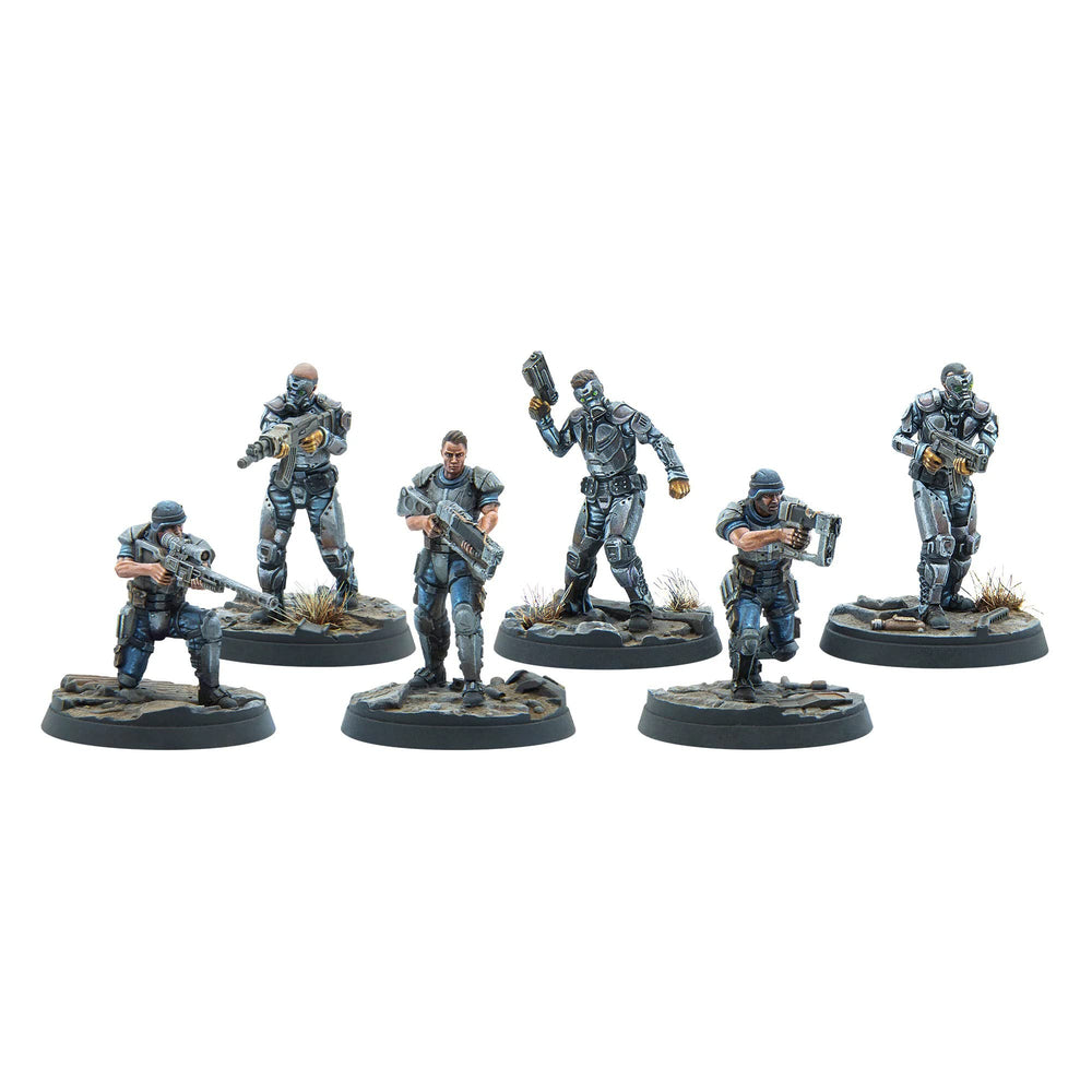 Modiphius Fallout Enclave recon armor figures ideal for tactical missions