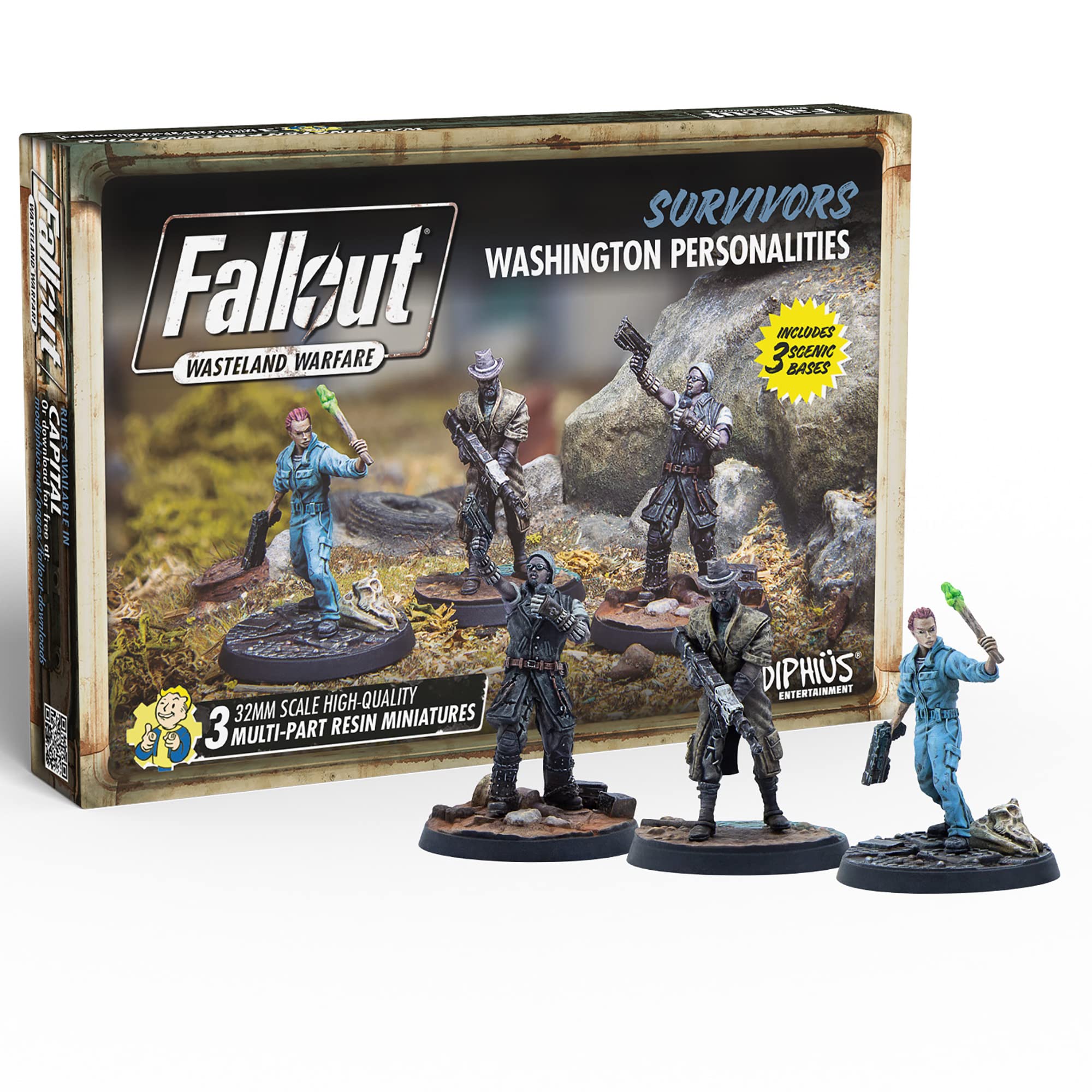 Modiphius Fallout Wasteland Warfare Lucas Simms figure suitable for Megaton leadership scenes.