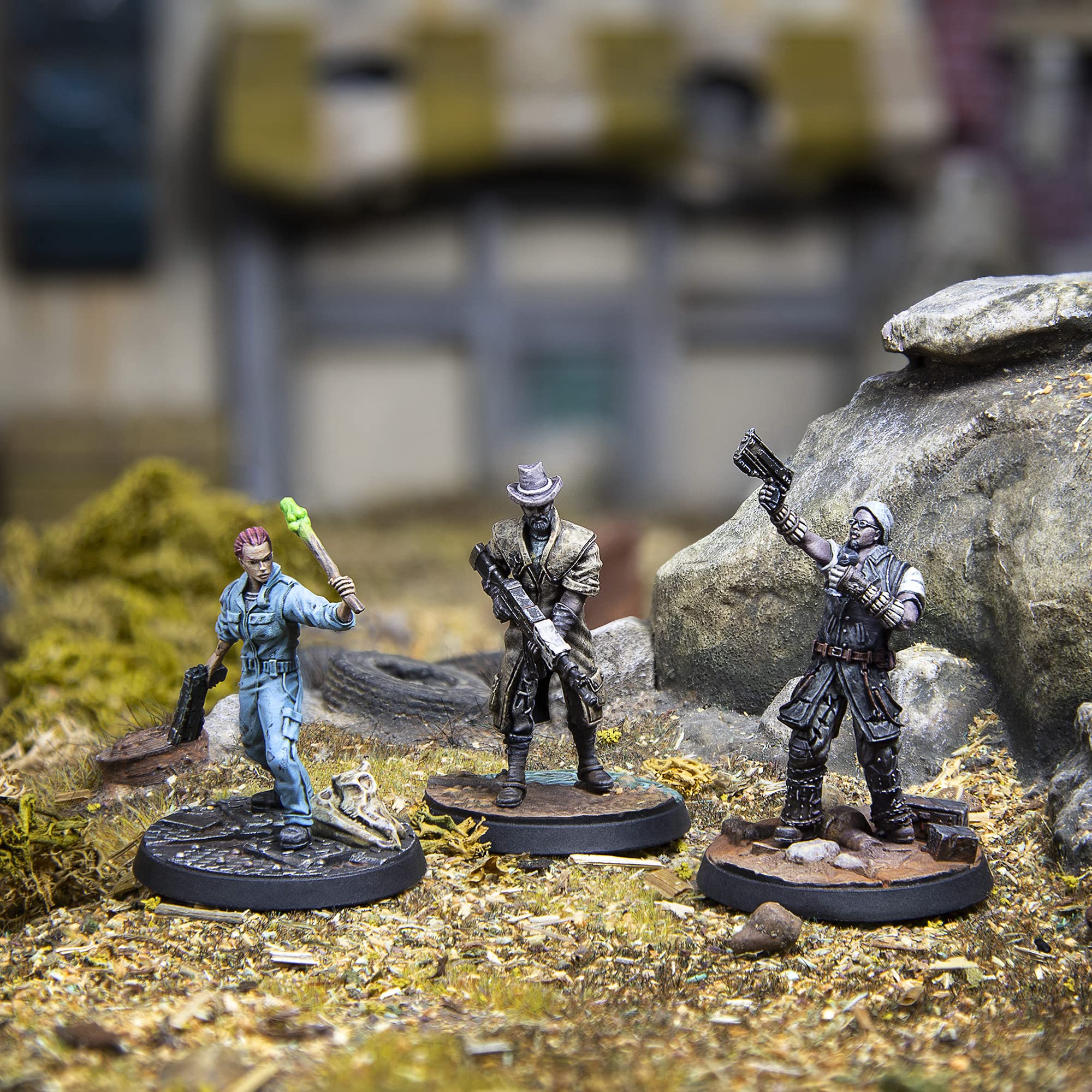 Modiphius Fallout Wasteland Warfare scenic bases enhance pose stability and battlefield flavor.