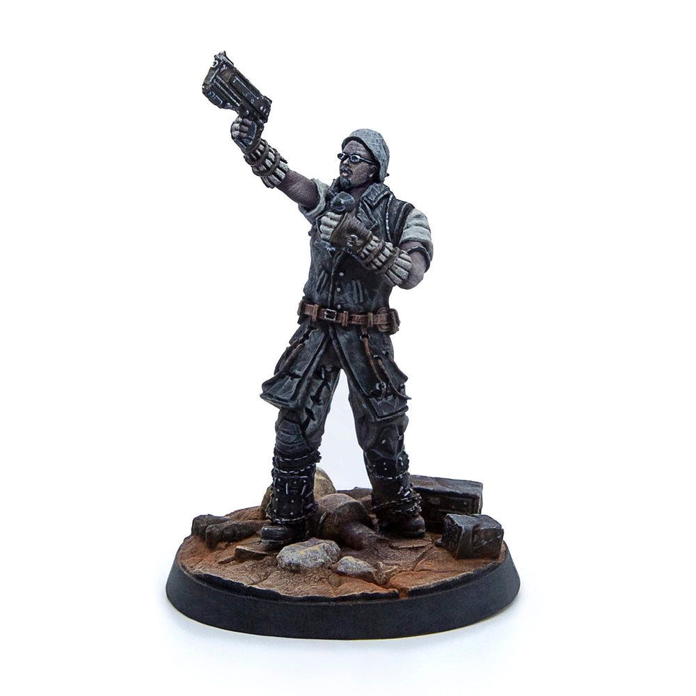 Modiphius Fallout Wasteland Warfare three miniatures close-up highlighting resin detail.