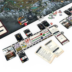 Modiphius Skyrim The Adventure Game player board highlights modular quest tracks for teamwork.