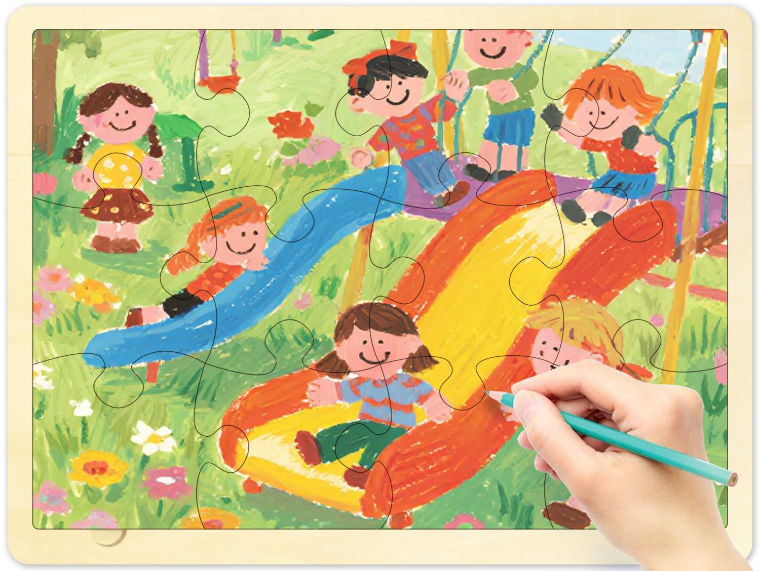 MoinKidz customizable wood blank puzzle invites personal artwork.