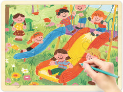 MoinKidz customizable wood blank puzzle invites personal artwork.