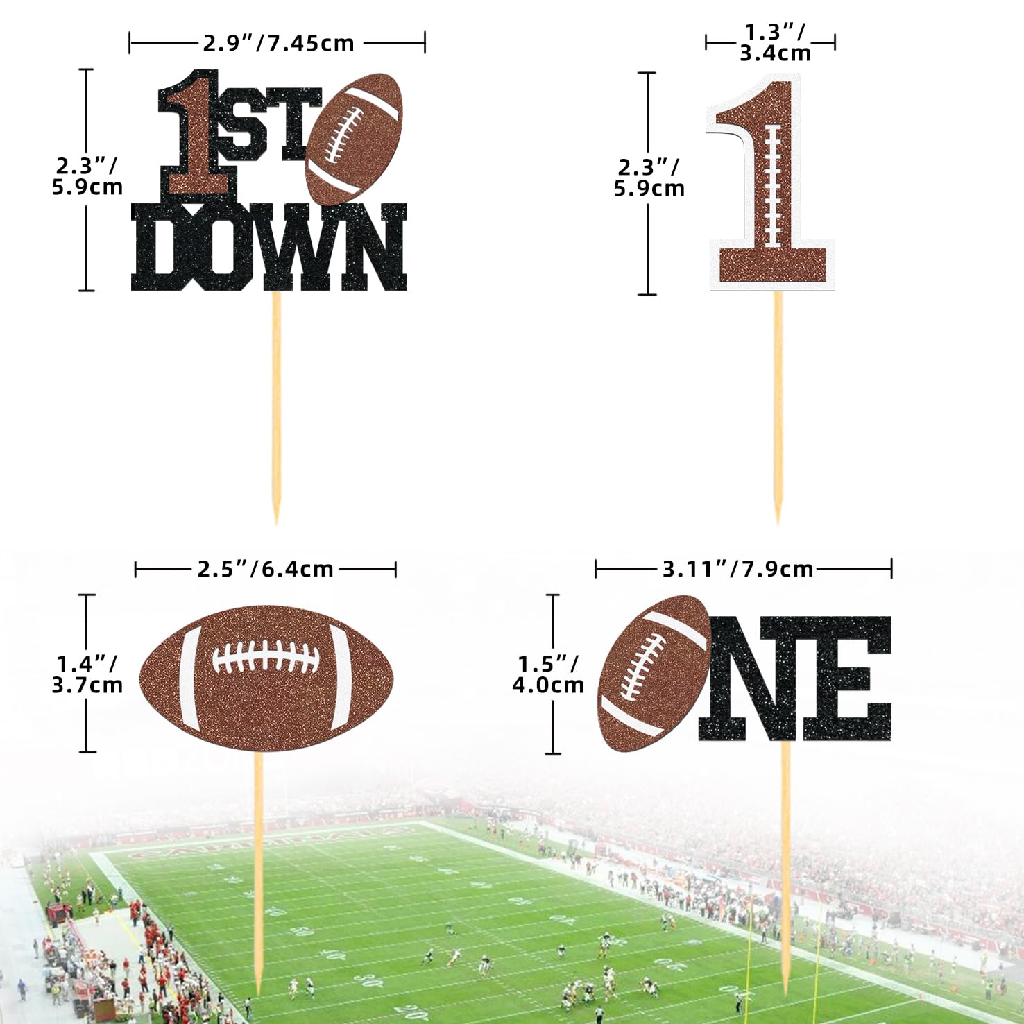 Moitkptt football style-b cupcake topper for baby shower desserts